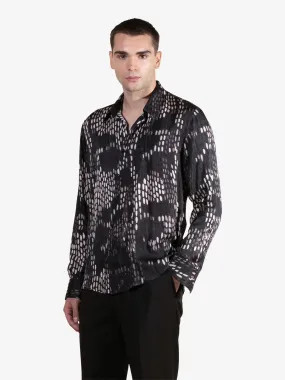 Camicia fantasia pois astratta CA3107 uomo viscosa multicolor