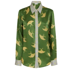 DRIES VAN NOTEN  Camicia Chevy in seta verde