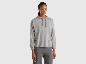 Nuovi arrivi Maglia grigio chiaro misto cashmere con cappuccio
