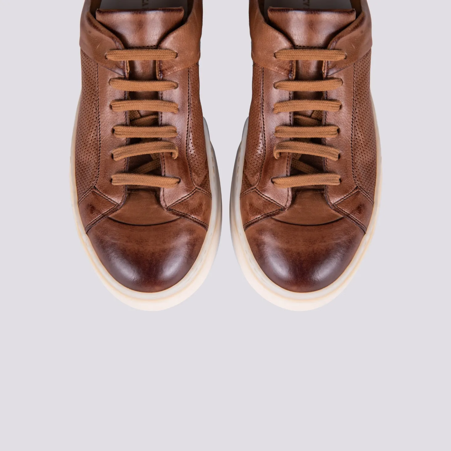 Sneaker in pelle marrone Atena